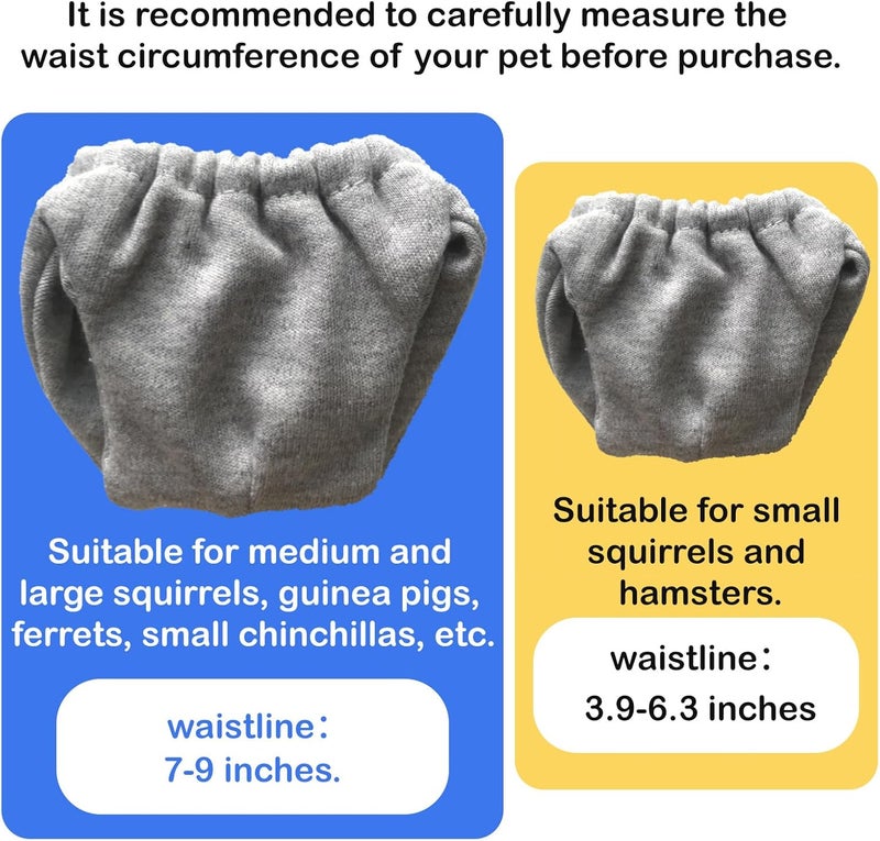 hokable 2PCS Small Pet Diapers,Adjustable Sugar Glider Diapers Climbing Diapers,Washable,Specially Designed for Use on Pet Squirrels Small Medium Guinea Pig. (Grey, S) - Image 5